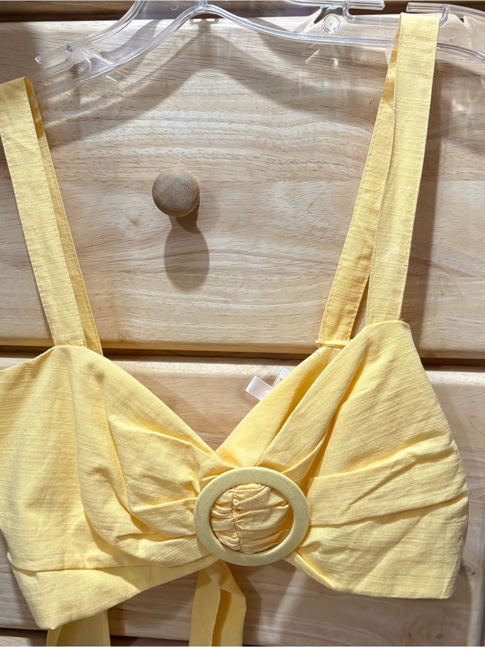 Luxxel Yellow Ring-Front Crop Top